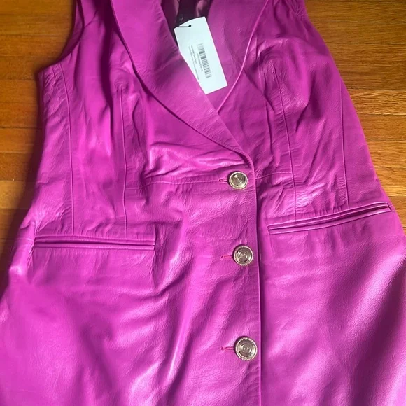 Karen Millen | Dresses | 0 Real Leather Karen Millen Hot Pink Dress Nwt  Women Size 6 But Fits Small | Poshmark